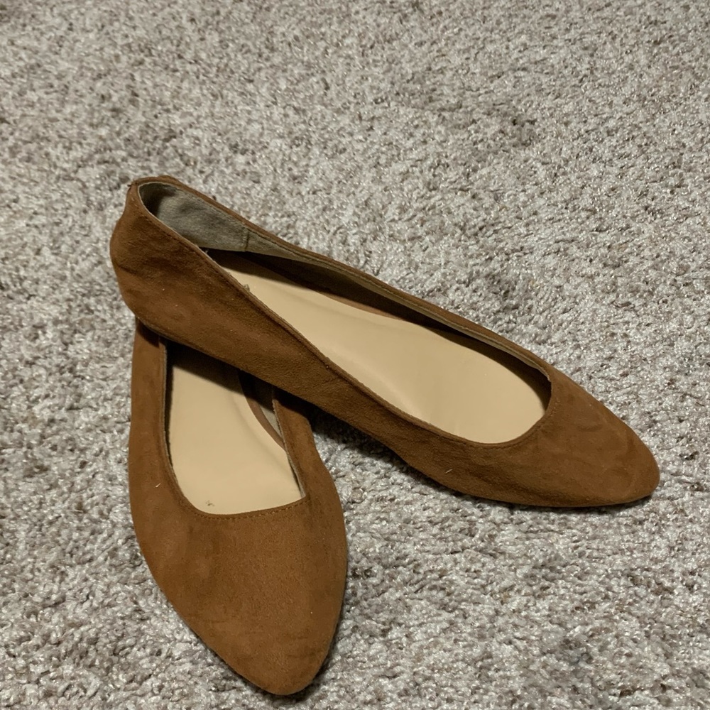 Brown suede flats, size 10, old navy